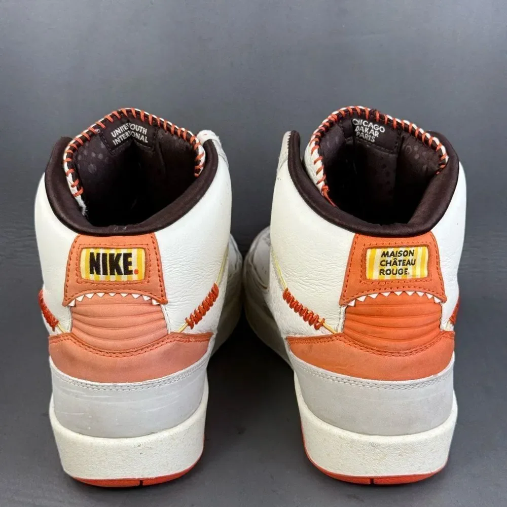Air Jordan 2 x Maison Château Rouge Orange and Sail athletic shoes men’s size 9